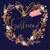 Midnight Lustre Girlfriend Wreath-Girlfriend Christmas Card