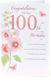 Floral 100th Birthday Card