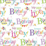 Happy Birthday Text Gift Wrap 2 Sheets & 2 Tags