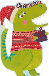 T-Rex Grandson Christmas Card