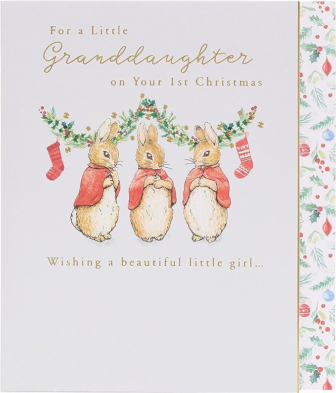 Peter Rabbit Card for Granddaughters 1st Christmas Card