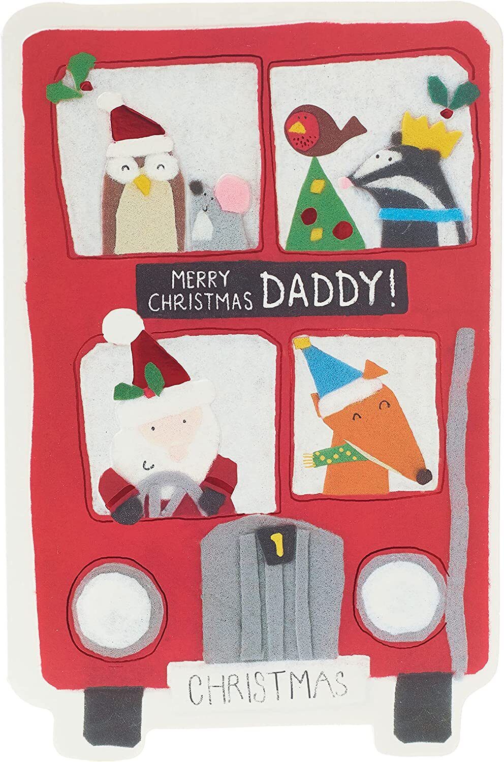 Double Decker Bus Design Daddy Christmas Card