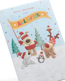Boofle Stood With A Flag with Animal Friends All Christmas Card