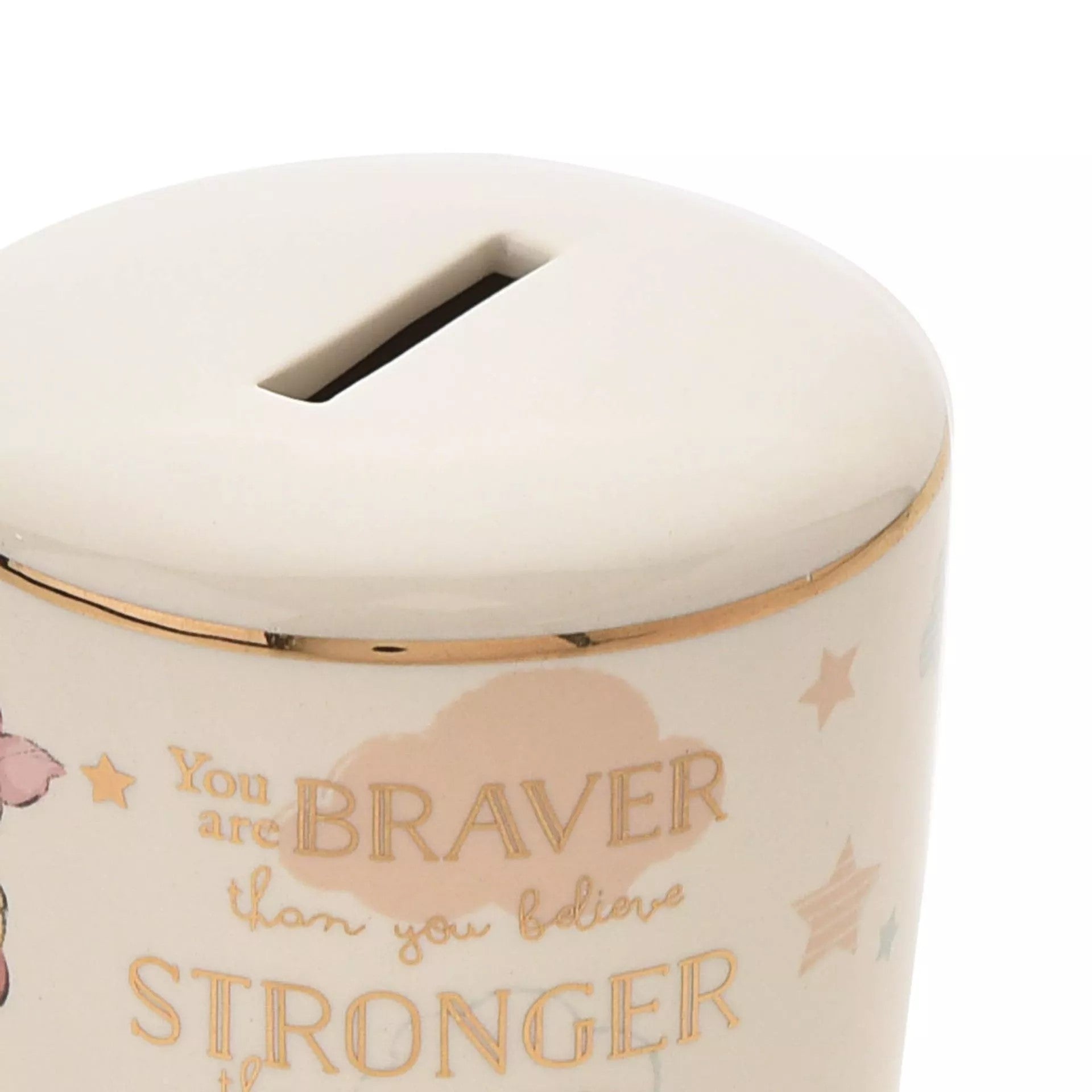 Disney Magical Beginnings ceramic money box featuring Winnie the Pooh from Widdop & Co, with a charming Pooh design perfect for saving.