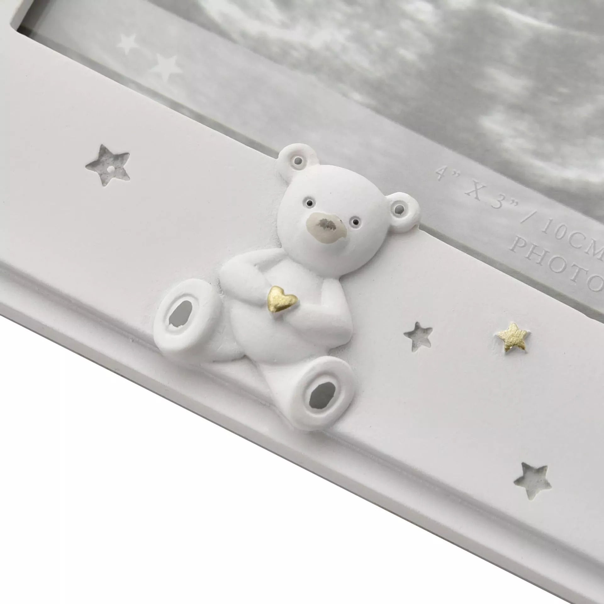 Widdop & Co Bambino Resin Baby Scan Photo Frame 4x3 inch with cute design, ideal for displaying ultrasound images of infants.