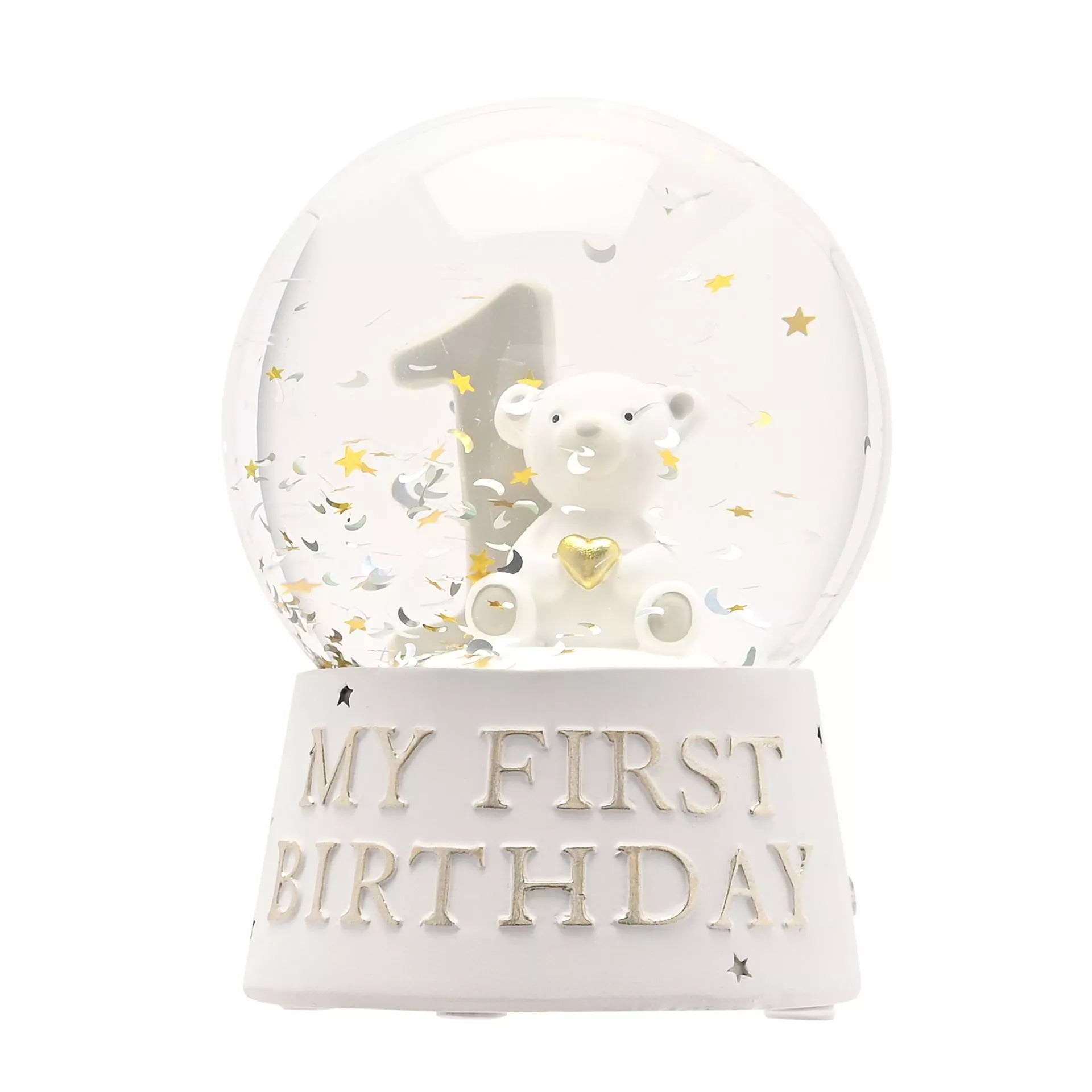 Widdop & Co Bambino Resin My 1st Birthday Water Ball with colorful design and playful "My 1st Birthday" inscription.