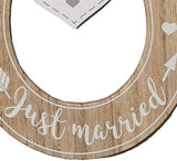 Love Story Horse Shoe "Just Married" by Widdop & Co, decorative wedding horse shoe with romantic design and wedding theme.
