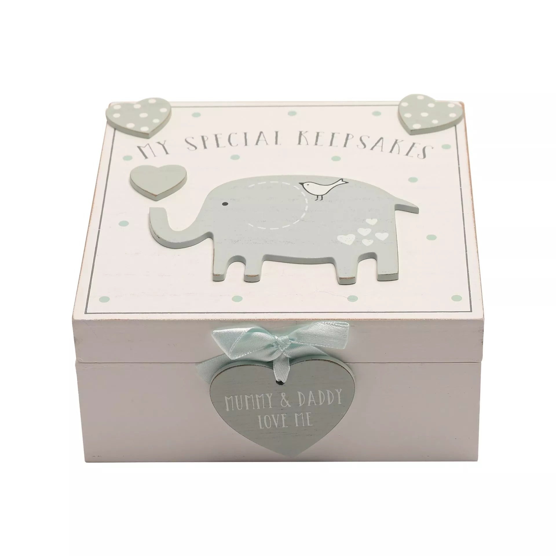 Blue Petit Cheri My Special Keepsake Box by Widdop & Co, 16cm x 16cm, featuring a decorative design on the lid.