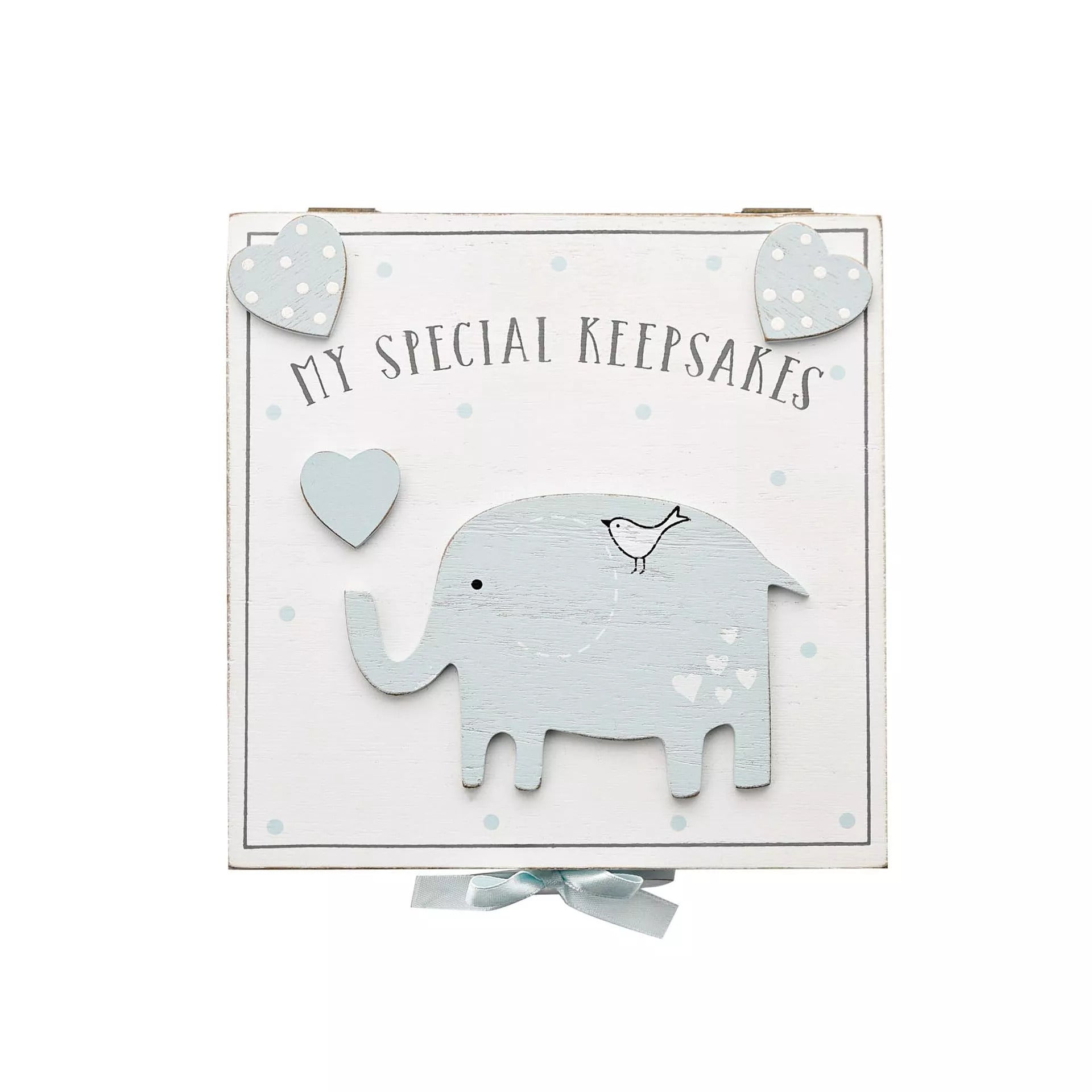 Blue Petit Cheri My Special Keepsake Box by Widdop & Co, 16cm x 16cm, featuring a decorative design and a charming keepsake container.