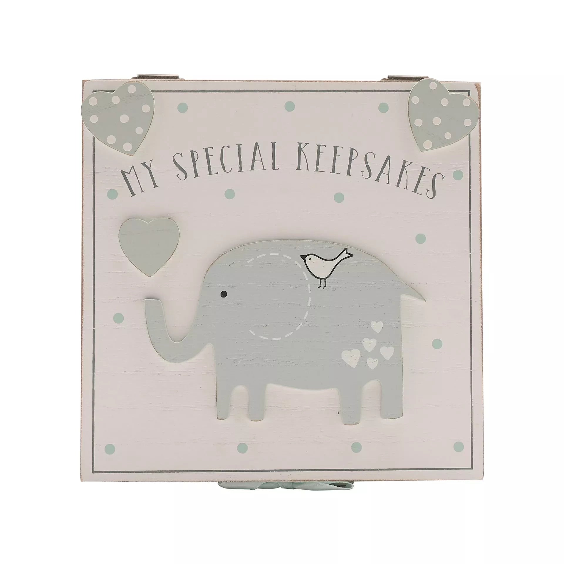 Blue Petit Cheri My Special Keepsake Box by Widdop & Co, 16cm x 16cm, with decorative design and a hinged lid.