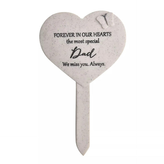 Thoughts Of You Heart Graveside Stake for Dad by Widdop & Co, featuring a heartfelt design for memorial remembrance.