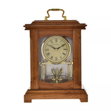 Wood mantel clock with lantern style design and handle, featuring classic Widdop & Co craftsmanship.