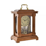Wood mantel clock with lantern style design and handle, featuring Widdop & Co branding, showcasing a classic vintage look.