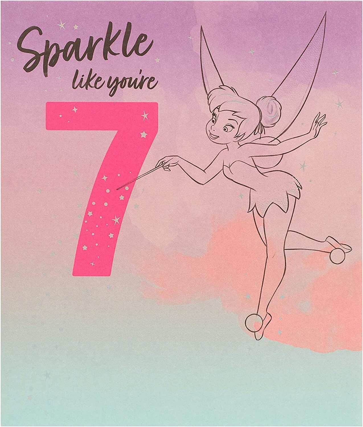 7th Birthday Card for Girl - Disney Princess Tinker Bell