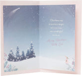 Sister Christmas Card with Envelope - Lovely, Cute, Design with Deer and Robin