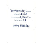 Cute Dinosaur Design 4th Birthday Card Boy Included Badge