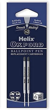 Helix Oxford Ballpoint Pen Refills (Pack of 2) - Black Ink