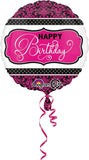 Round foil birthday balloon with intricate filigree damask design by Xpress Yourself, perfect for celebration decorations.