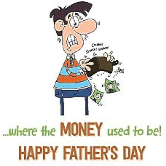 Greeting card featuring humorous "What is A Dad?" wallet joke for Father's Day by Xpress Yourself.
