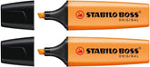 Stabilo Boss Original Highlighters Refillable Chisel Tip 2-5 mm Pack of 2 ORANGE