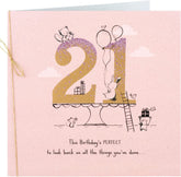 Animals Carrying Gifts and Balloons 21st Birthday Card