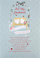 Hallmark Anniversary Card for Husband - Classic Illustrated Design with Heartfelt Verse