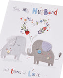 Cute Elephant Tons of Love Husband Birthday Card