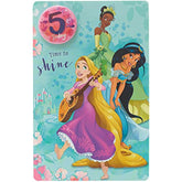 Disney Princess Girls 5th Birthday Card with Badge