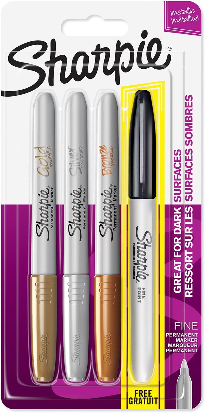 Sharpie F/Tip 4 Permanent Marker Assorted Metallic Colours