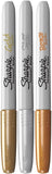 Sharpie Fine Tip Assorted Metallic Colours Permanent Markers (Pack of 3)