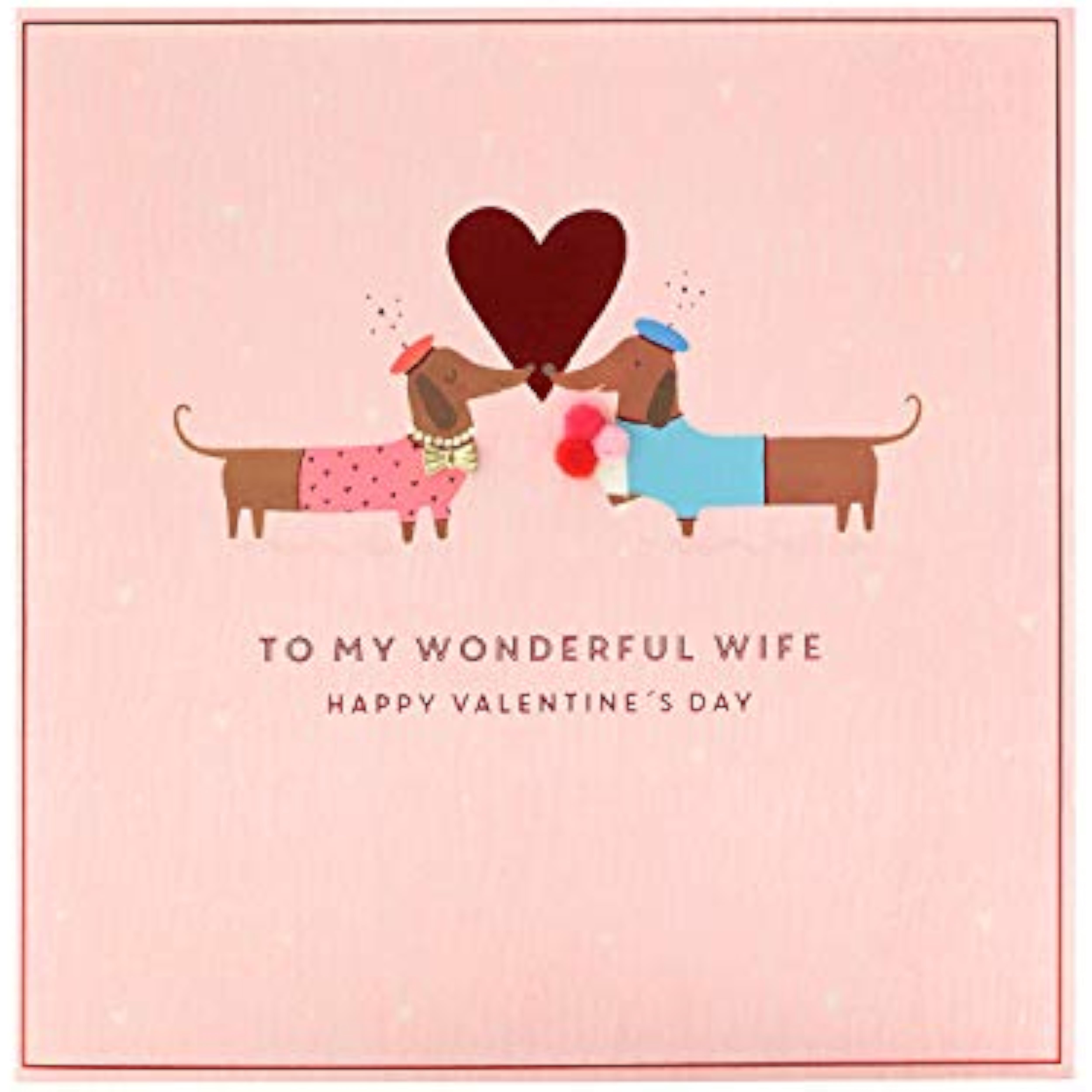 Wife Valentines Day Card With Envelope - Sausage Dog Couple Design