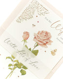 Wife Anniversary Card Classic Pink Rose Design With Romantic Message Inside