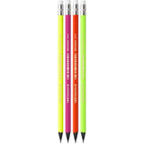 Evolution Fluorescent Pencil Assorted Colours with Eraser Tips (Pack of 4)