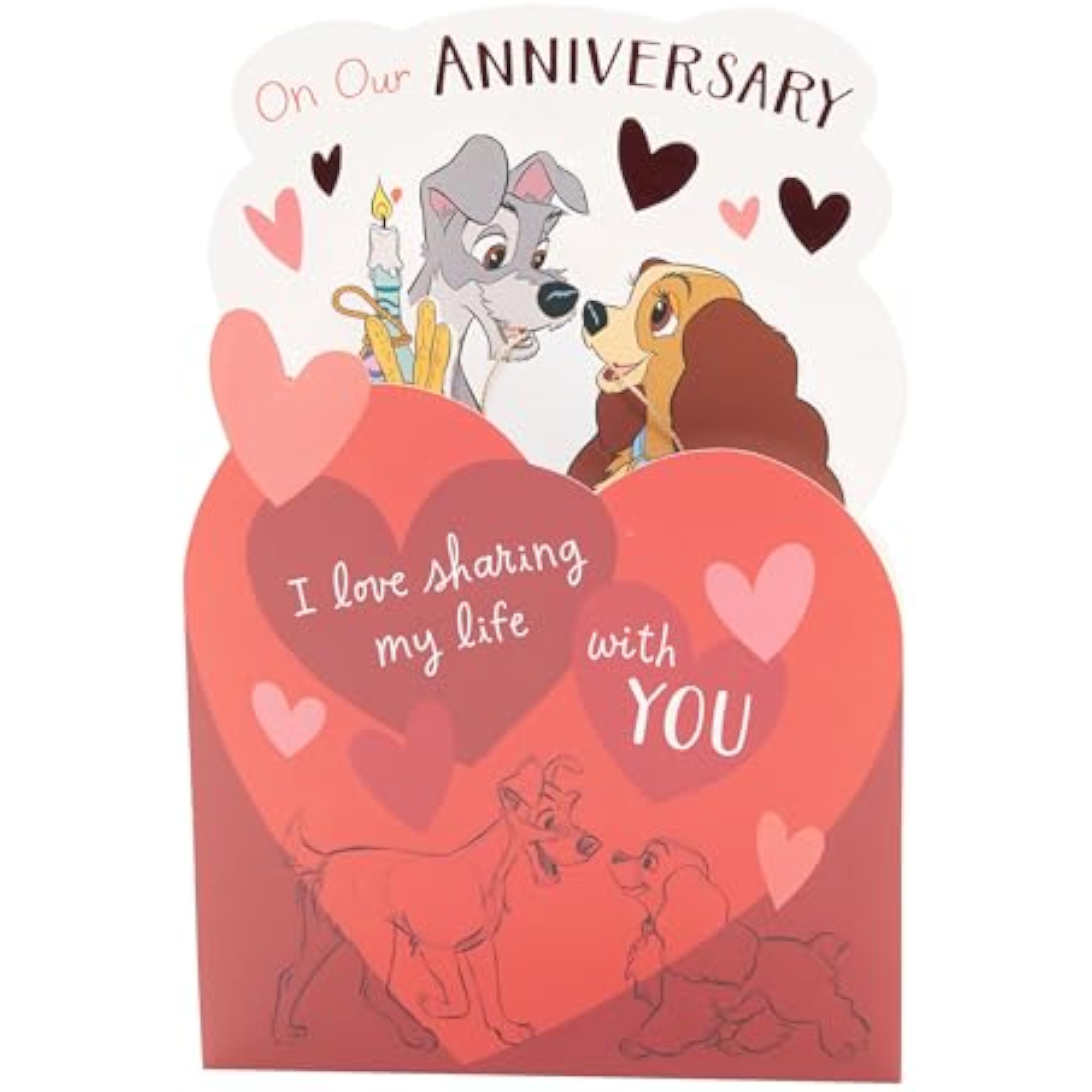 UK Greetings Disney Lady & The Tramp Anniversary Card for Him/Her - Stunning Pop-Up Design