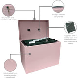 Cathedral Products A4 Steel File Box with Starter Pack of 5 Suspension Files - Pastel Pink