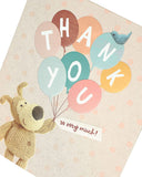 Boofle Holding Thank You Lettering Balloons Card