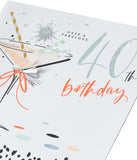 Luxury Foiled Silver Glittered Finish 40th Birthday Card Cocktail