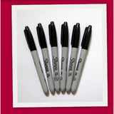 6 x Sharpie Marker Pen Permanent Fine Point - Colour: Black