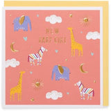 Sweet Animal Design New Baby Girl Card