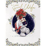 Bear And Presents Special Wife Large Christmas Card