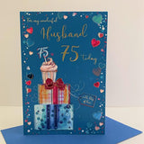 My Wonderful Husband 75 Today Age 75 Birthday Card - Cupcake Presents