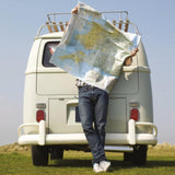 Photographic Blank Open Greeting Card - 'Lost Camper' Camper Van & Road Map