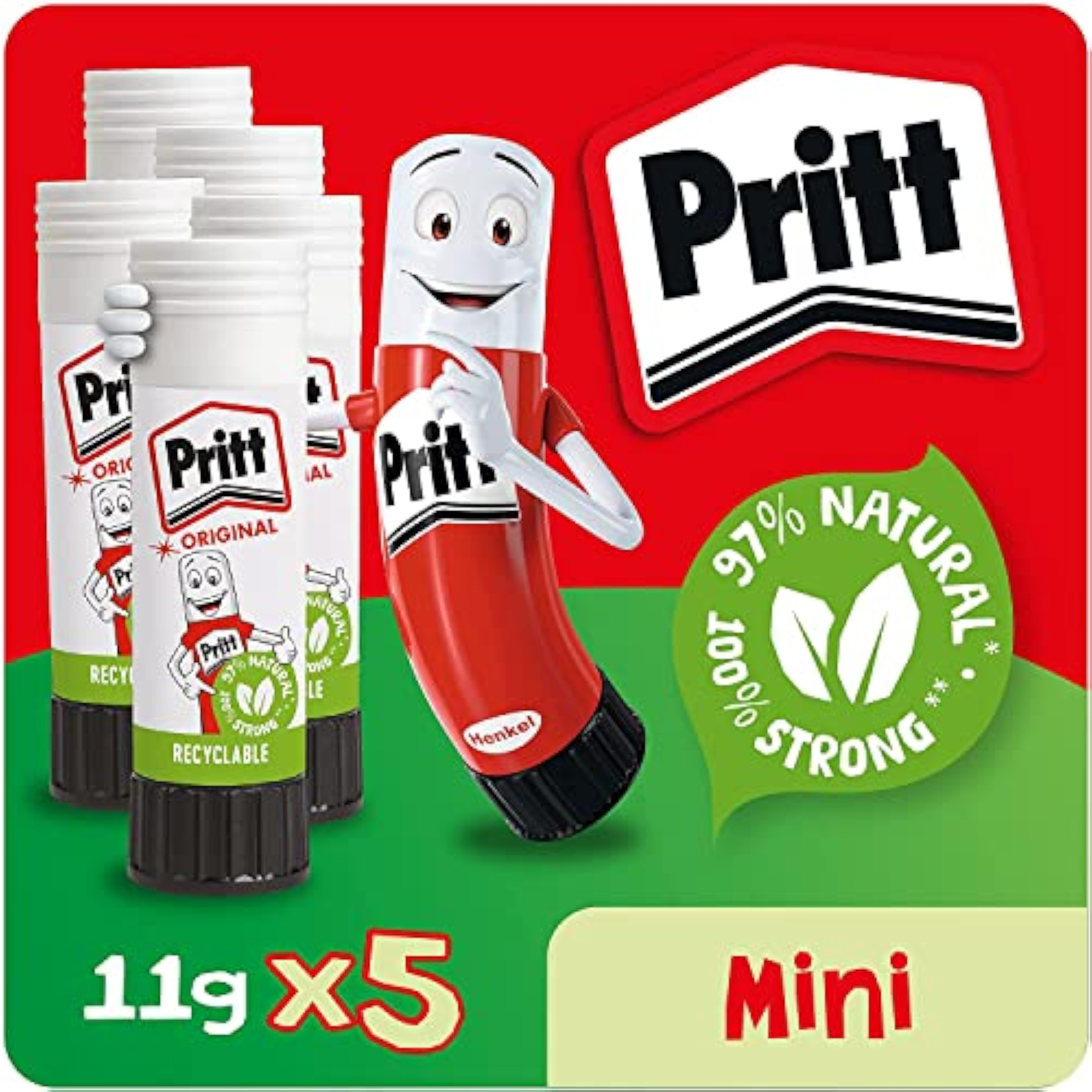 Pritt Glue Stick, Safe & Child-Friendly Craft Glue for Arts & Crafts Activities, Strong-Hold adhesive for School & Office Supplies, 5x11g Pritt Stick