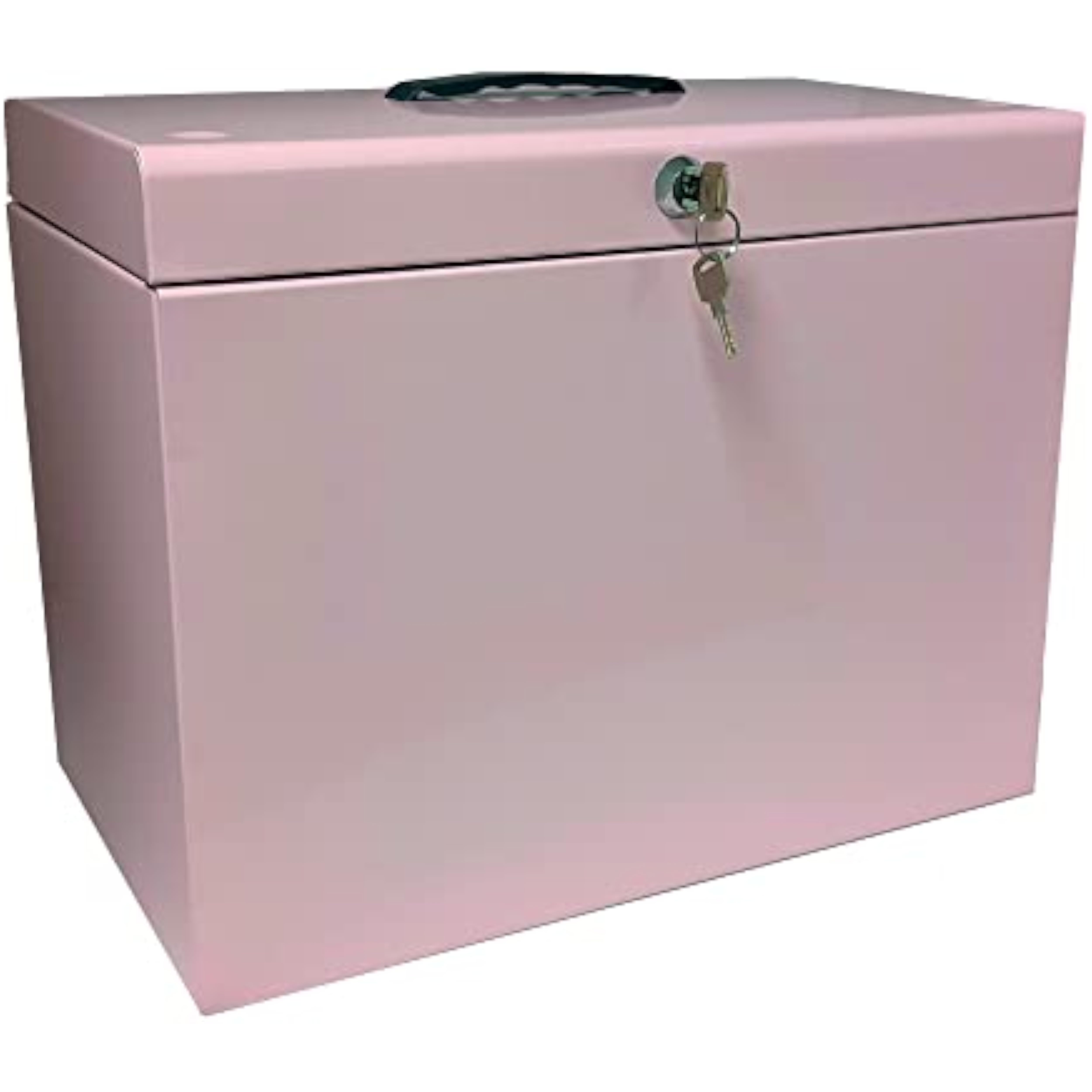 Cathedral Products A4 Steel File Box with Starter Pack of 5 Suspension Files - Pastel Pink