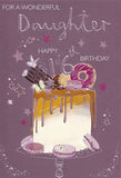 Wonderful Daughter Happy 16th Age 16 Birthday Card - Birthday Cake Stars