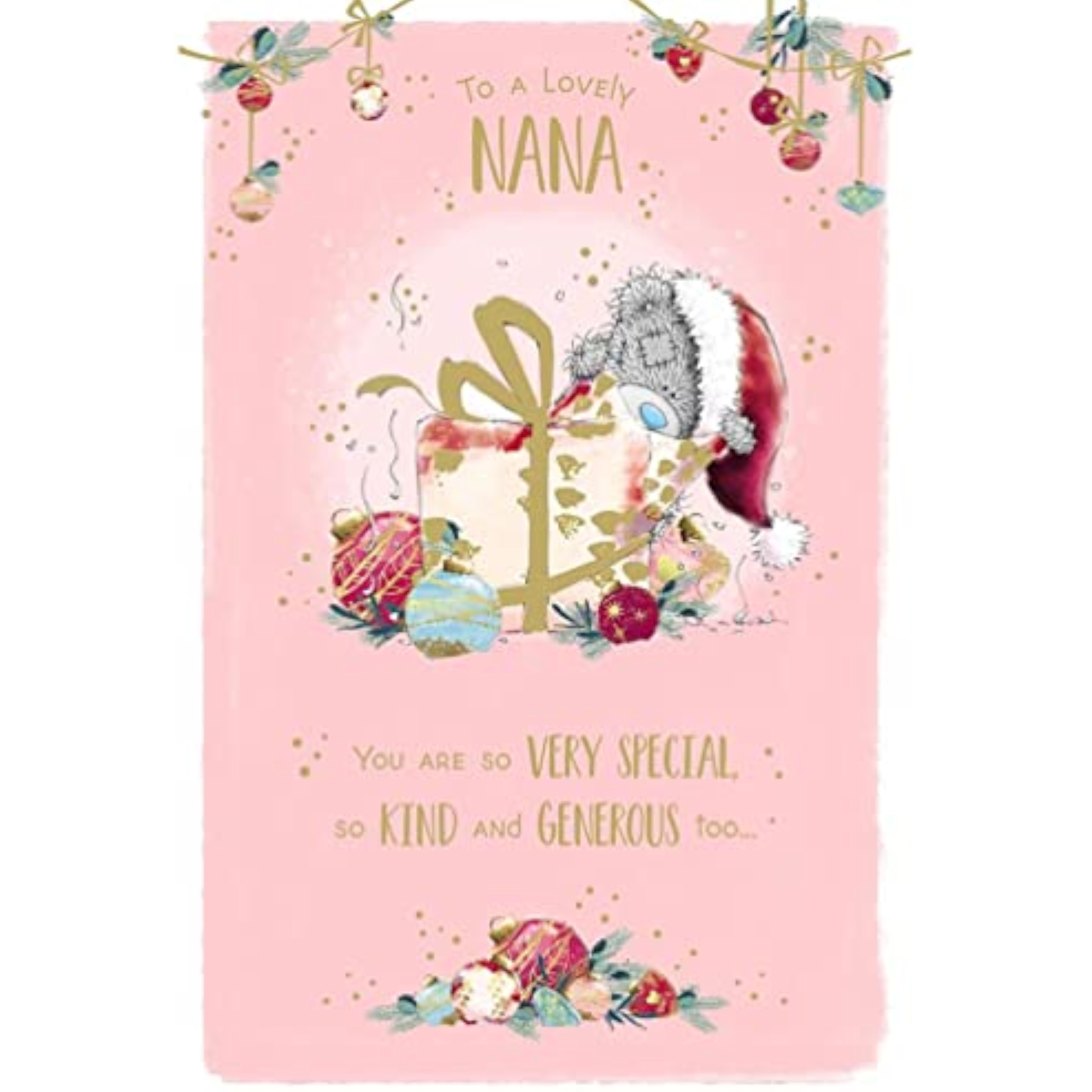 Bear Peeking At Gift Nana Christmas Card