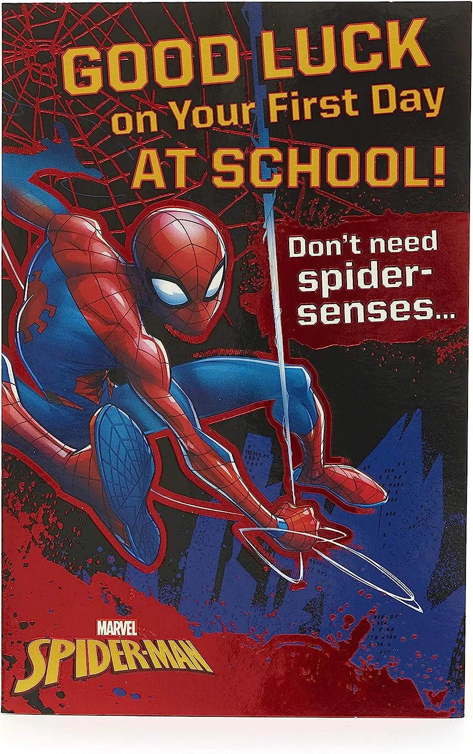 Marvel Spiderman Good Luck at First Day School Card