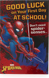 Marvel Spiderman Good Luck at First Day School Card