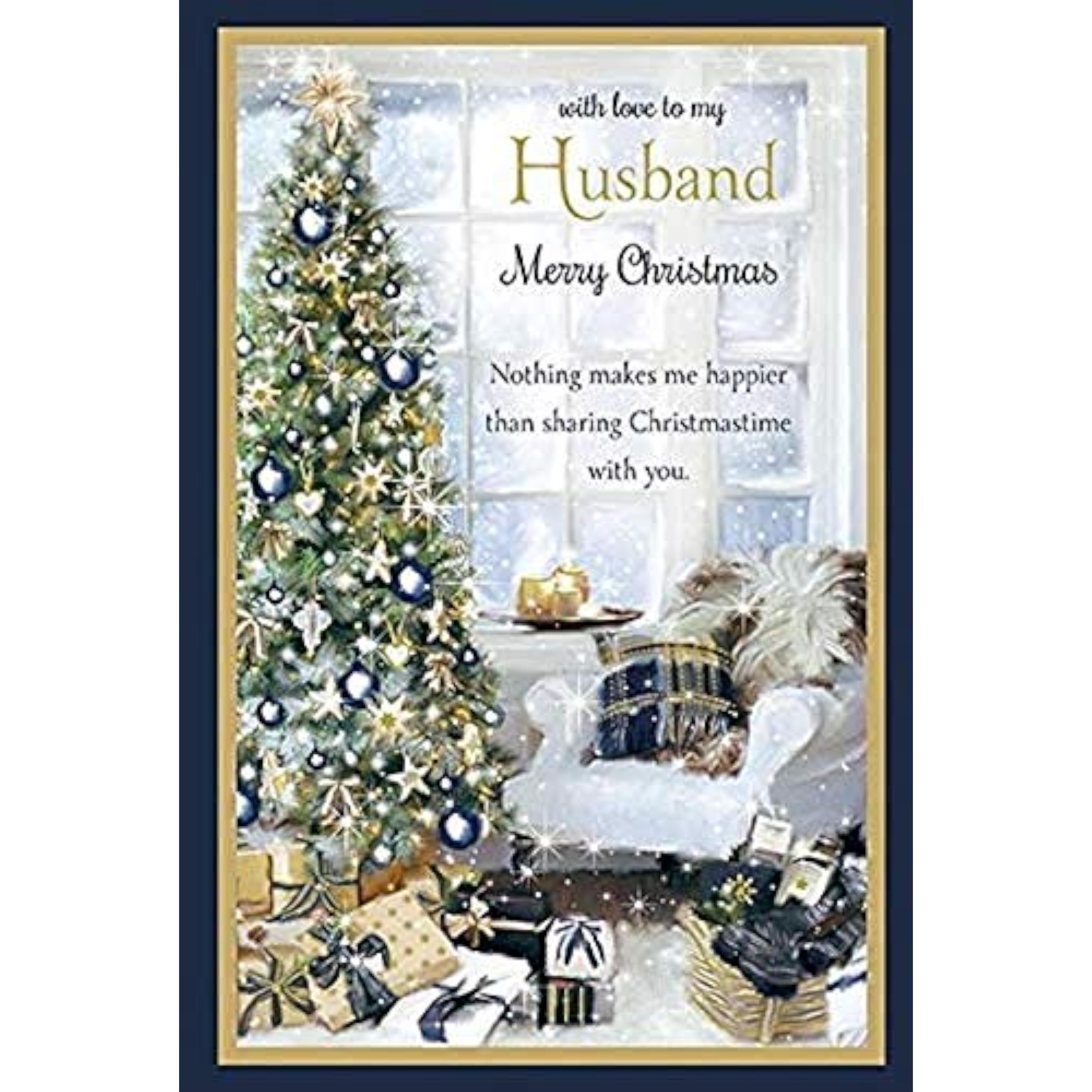 with Love to My Husband - Large Merry Christmas Card