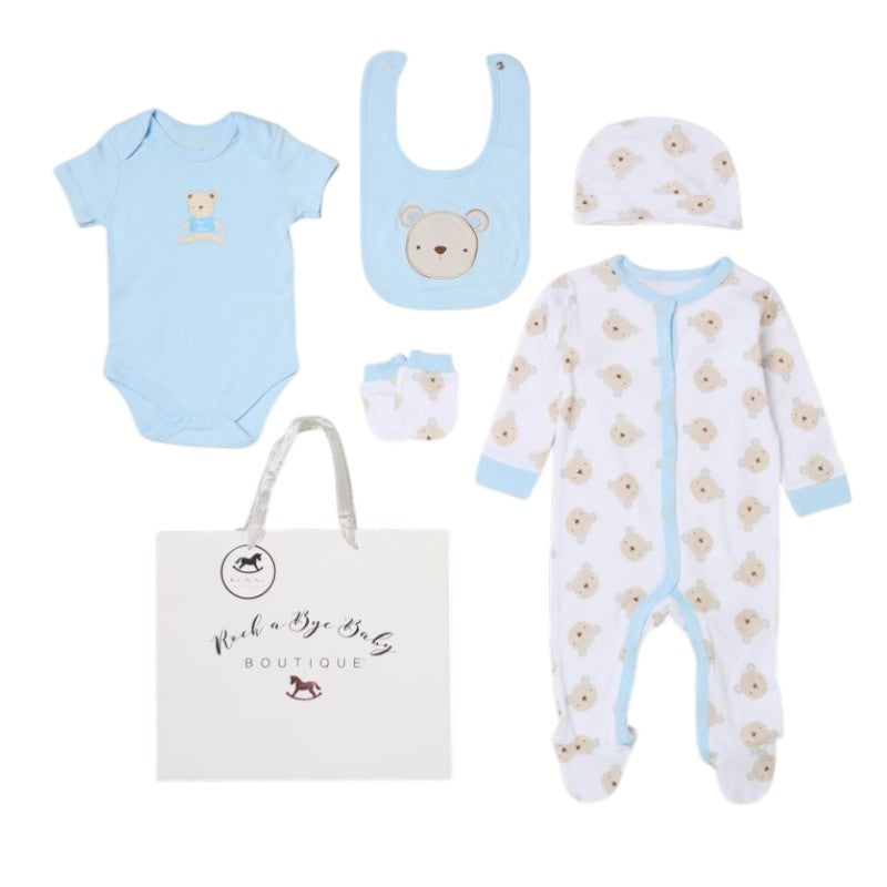 Send It By White & Blue Teddy Bear 5 Piece Set